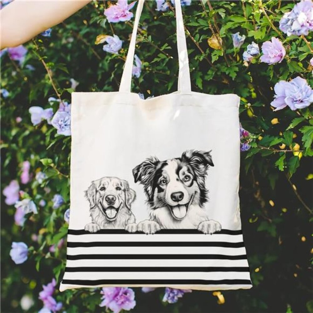 Canvas Tote Bag for Women Aesthetic Cute Cat Shopping Grocery Reusable Bag - Picture 3 of 6